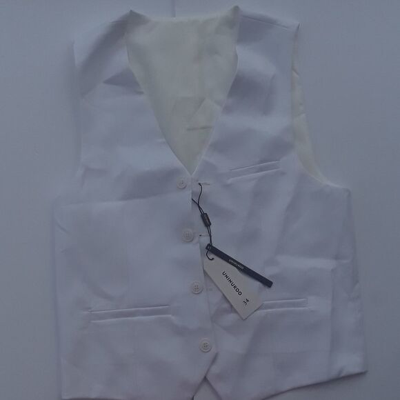 UNINUKOO Mens Slim Fit Four Button Tuxedo Waistcoat - Picture 1 of 4